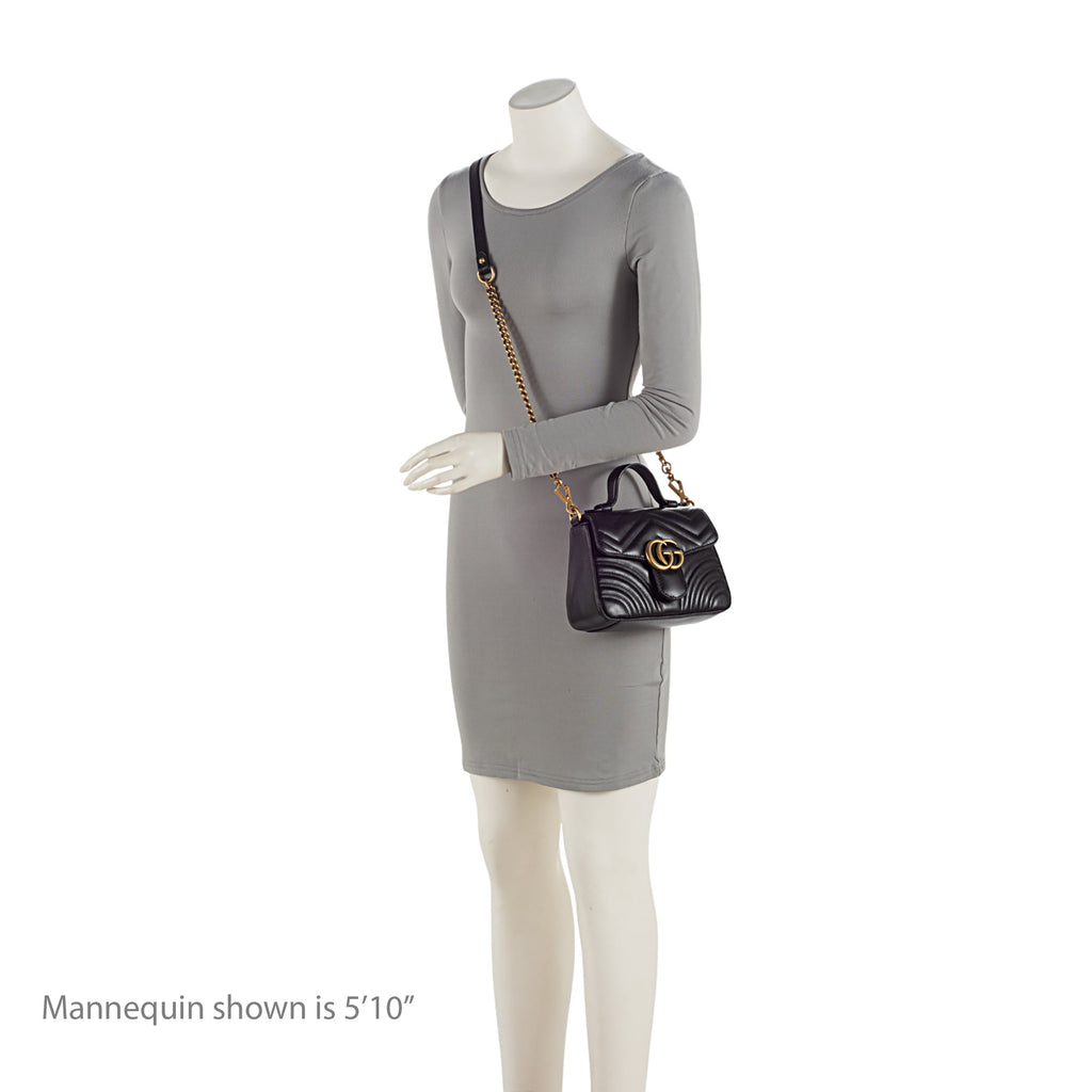 Gucci Matelasse Leather GG Marmont Mini Top Handle Bag (SHF-7cobGM)