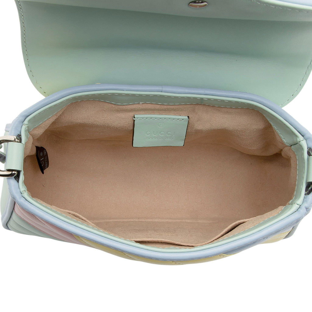 Gucci Diagonal Matelasse Leather GG Marmont Mini Top Handle