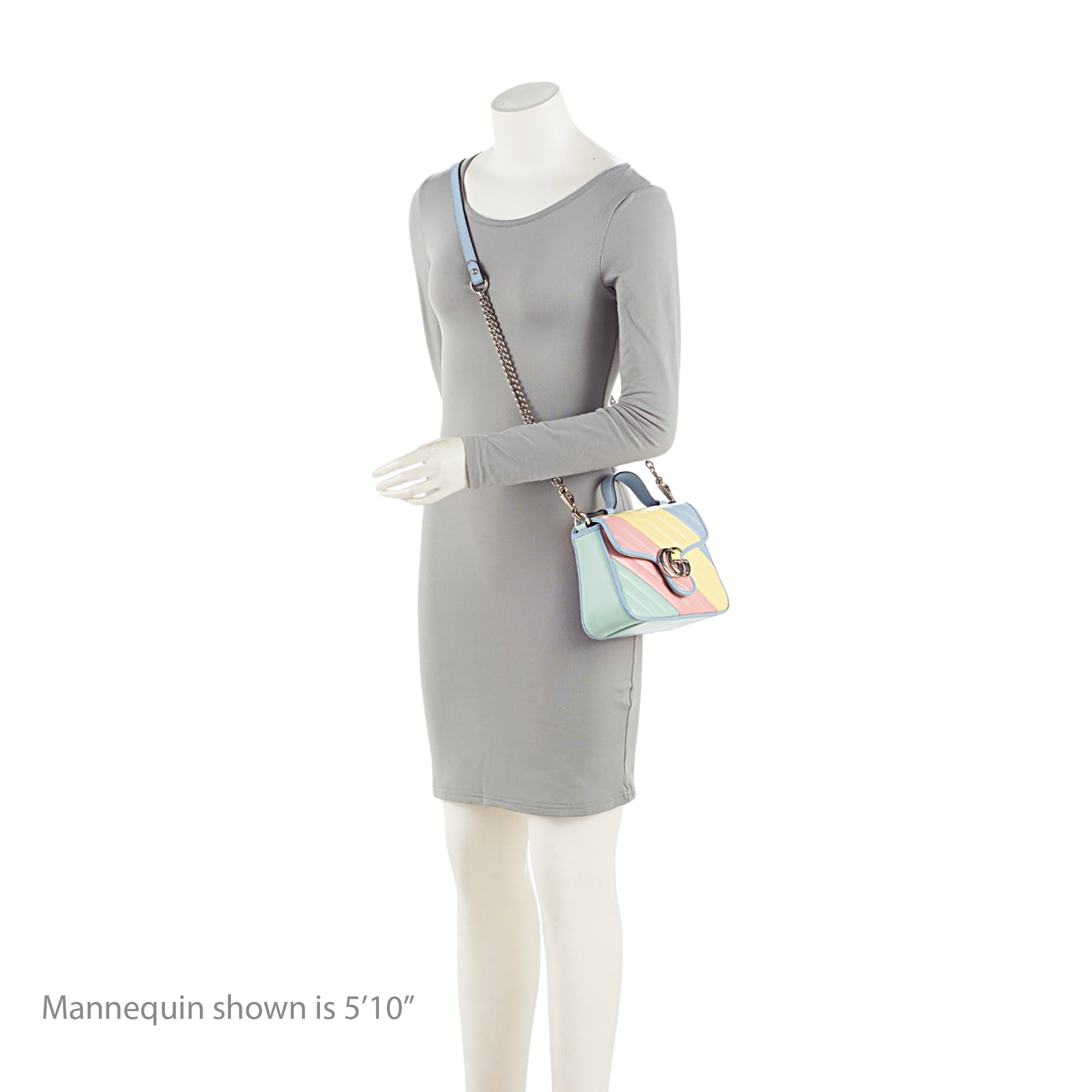 Gucci Diagonal Matelasse Leather GG Marmont Mini Top Handle