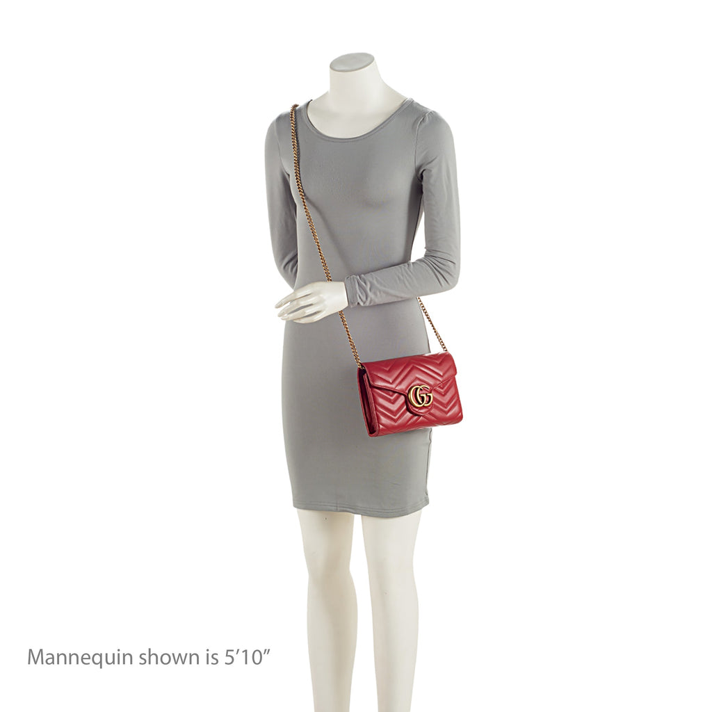 Gucci Matelasse Leather GG Marmont Mini Wallet on Chain Bag (SHF-2R5i8G)