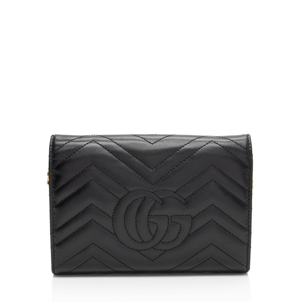 Gucci Matelasse Leather GG Marmont Mini Wallet on Chain (SHF-iDhqds)