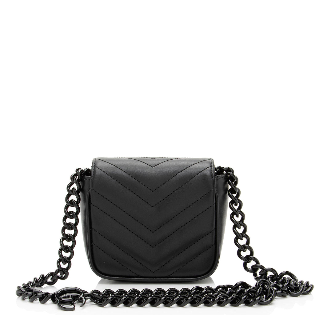Gucci Matelasse Leather GG Marmont Monochrome Square Chain Belt Bag