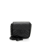 Gucci Matelasse Leather GG Marmont Monochrome Square Chain Belt Bag
