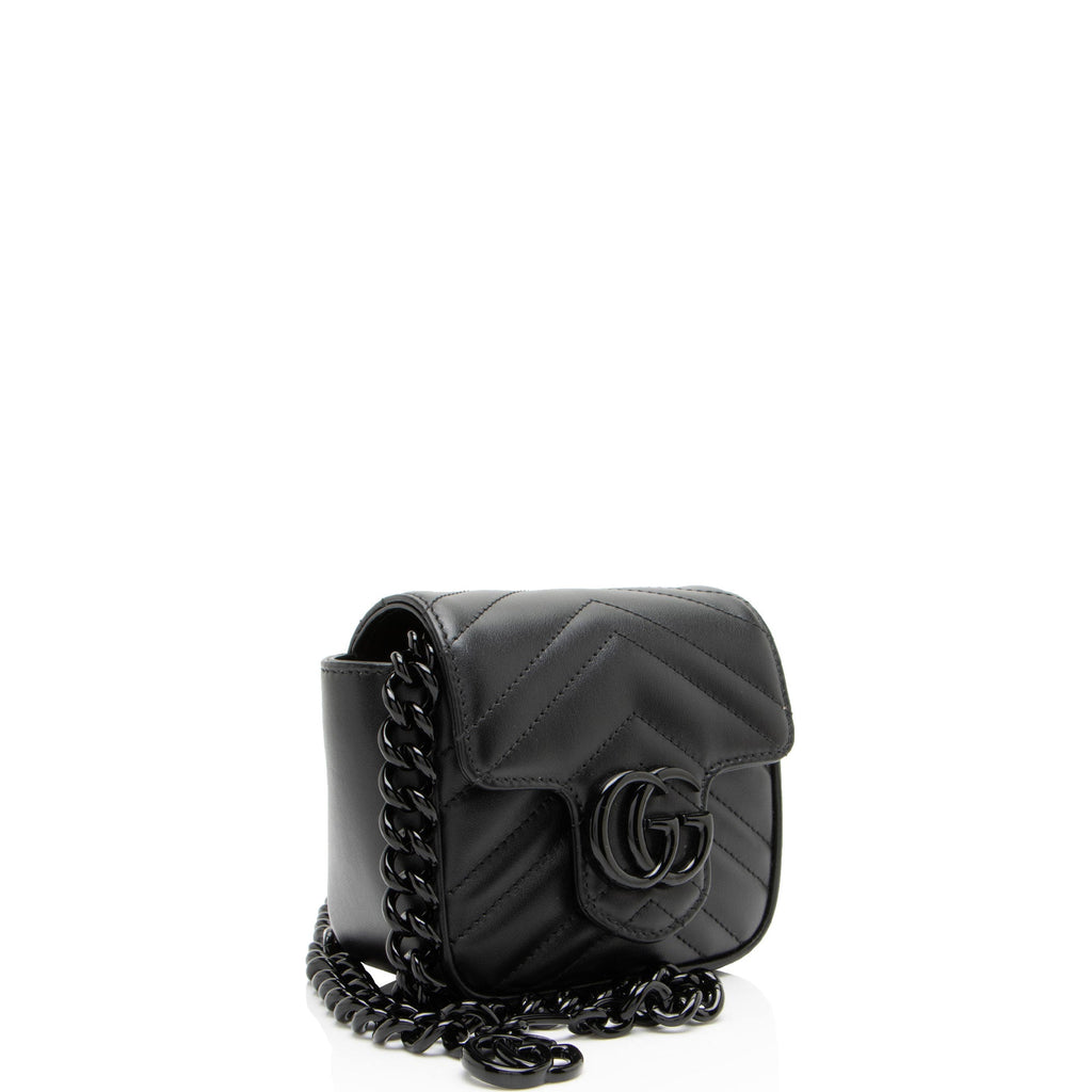 Gucci Matelasse Leather GG Marmont Monochrome Square Chain Belt Bag