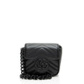Gucci Matelasse Leather GG Marmont Monochrome Square Chain Belt Bag