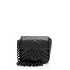 Gucci Matelasse Leather GG Marmont Monochrome Square Chain Belt Bag