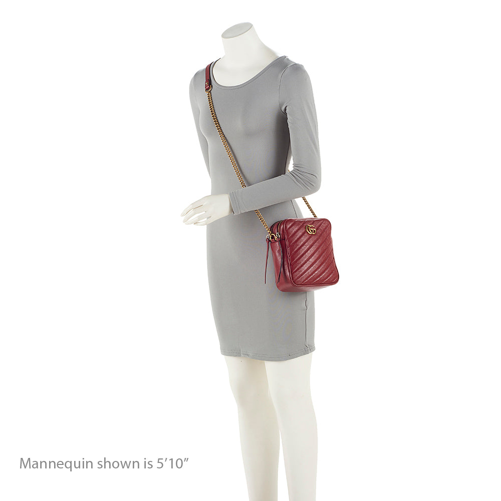 Gucci Diagonal Matelasse Leather GG Marmont Rectangular Mini Shoulder Bag