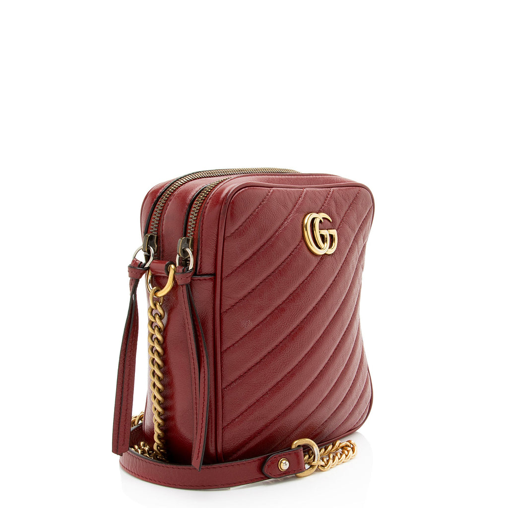 Gucci Diagonal Matelasse Leather GG Marmont Rectangular Mini Shoulder Bag