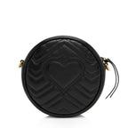 Gucci Matelasse Leather GG Marmont Round Mini Shoulder Bag (SHF-16xHJX)