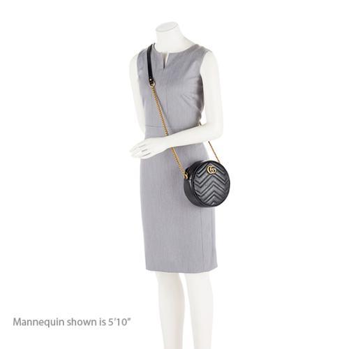 Gucci Matelasse Leather GG Marmont Round Mini Shoulder Bag (SHF-16xHJX)