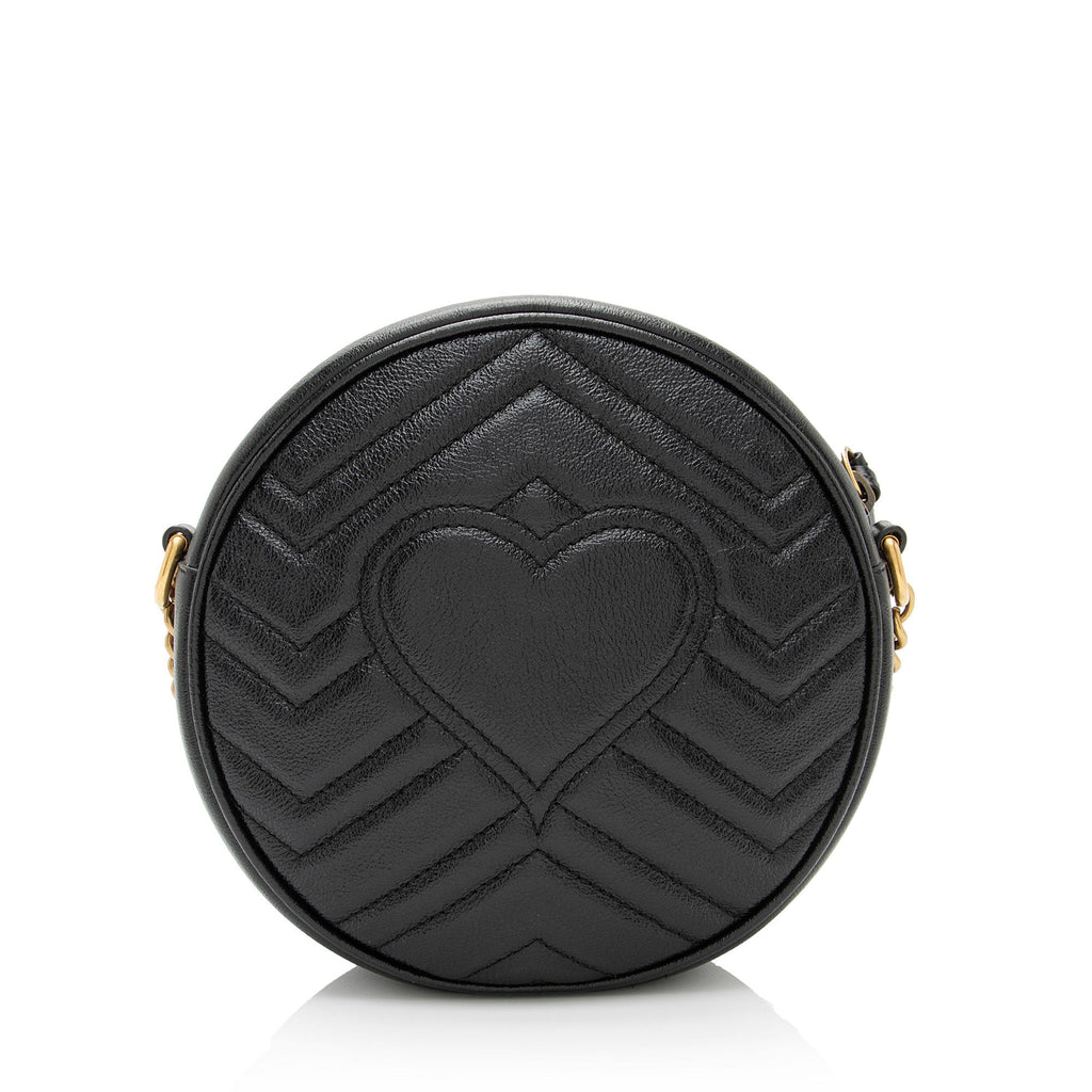Gucci Matelasse Leather GG Marmont Round Mini Shoulder Bag (SHF-CQiicg)
