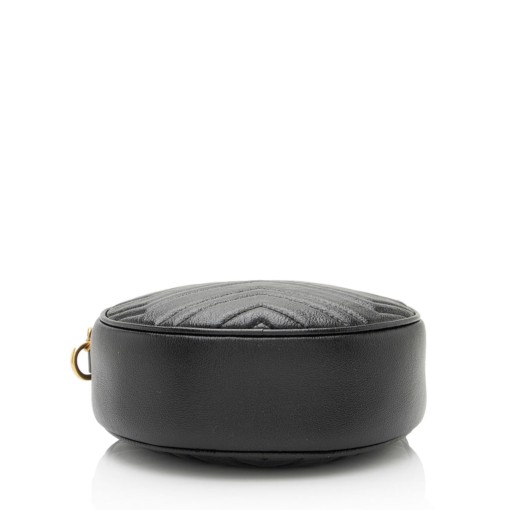 Gucci Matelasse Leather GG Marmont Round Mini Shoulder Bag (SHF-CQiicg)