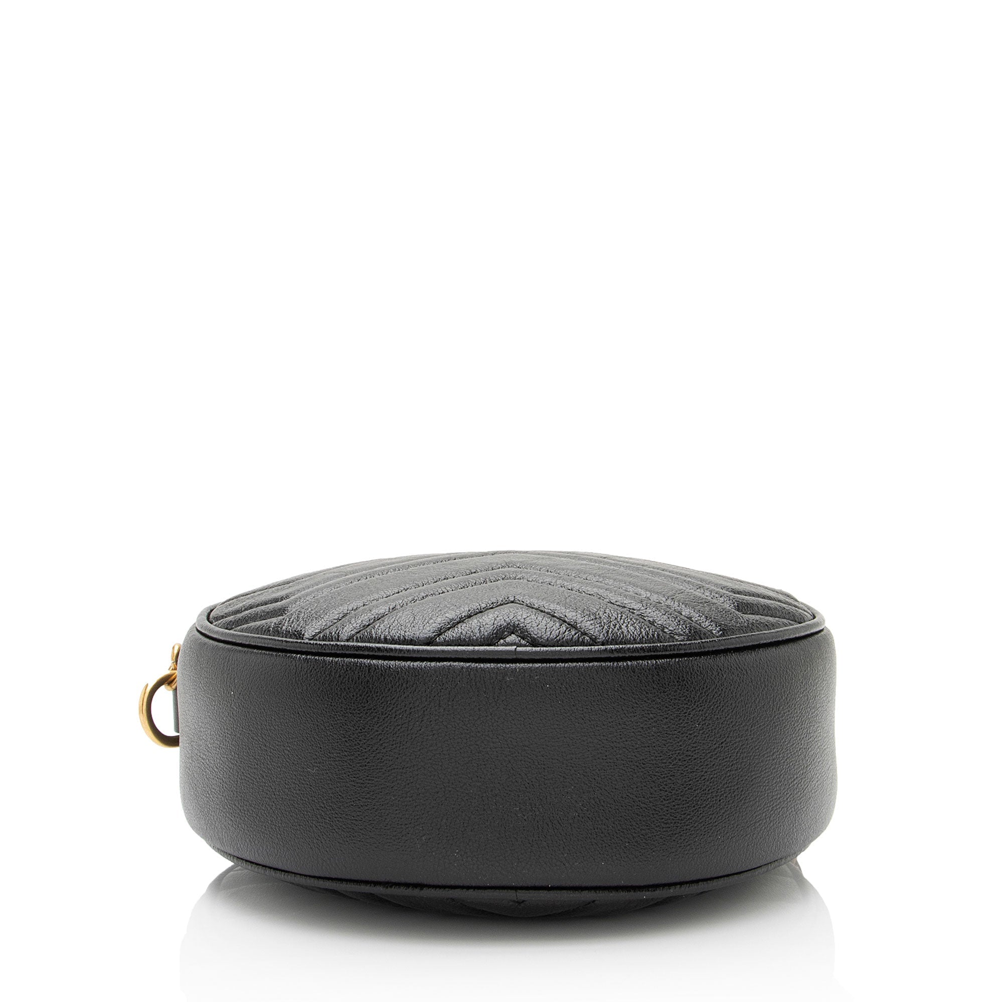 Gucci Matelasse Leather GG Marmont Round Mini Shoulder Bag (SHF-CQiicg)