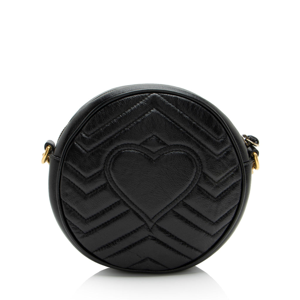 Gucci Matelasse Leather GG Marmont Round Mini Shoulder Bag (SHF-zohuy0)