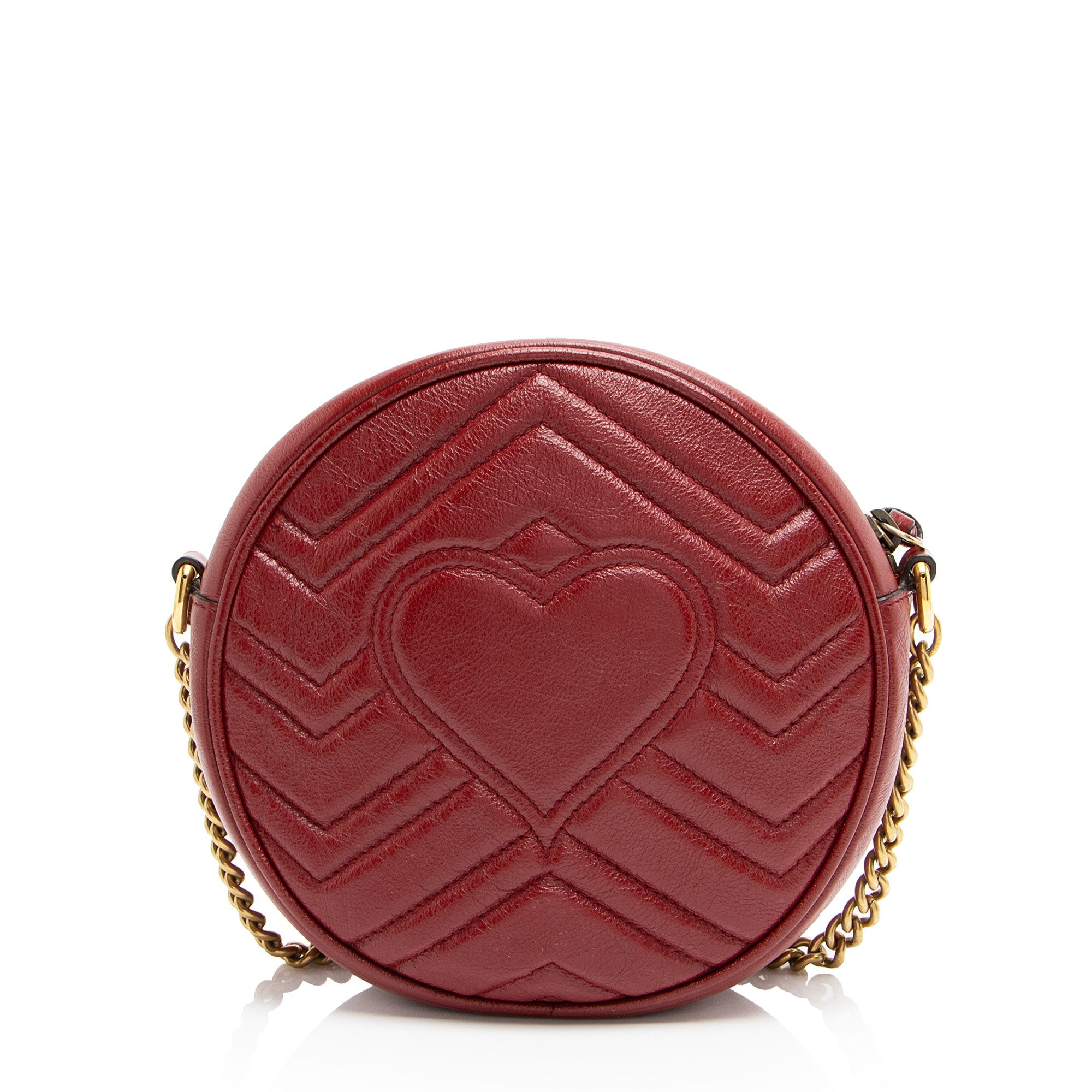Gucci Matelasse Leather GG Marmont Round Mini Shoulder Bag
