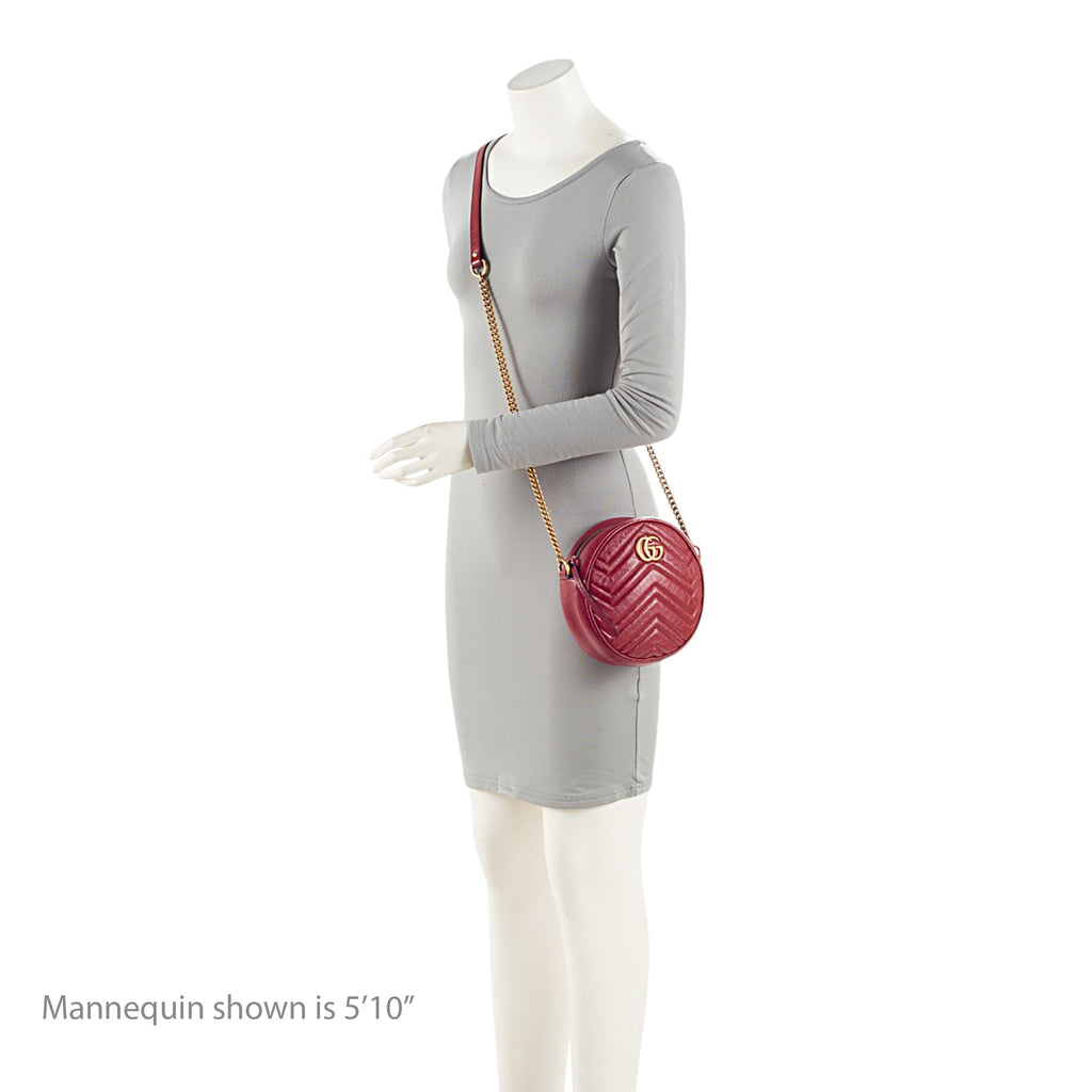 Gucci Matelasse Leather GG Marmont Round Mini Shoulder Bag