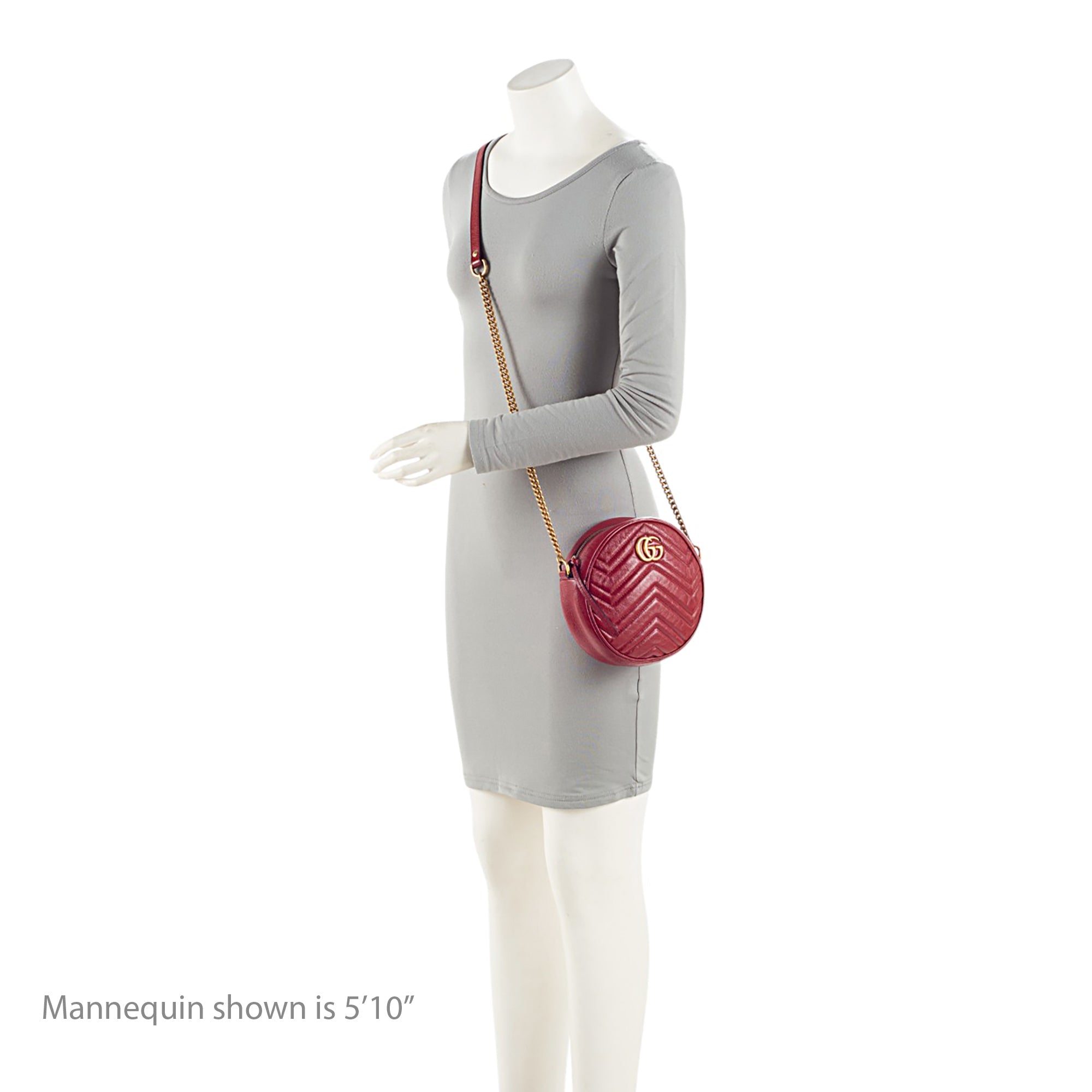 Gucci Matelasse Leather GG Marmont Round Mini Shoulder Bag
