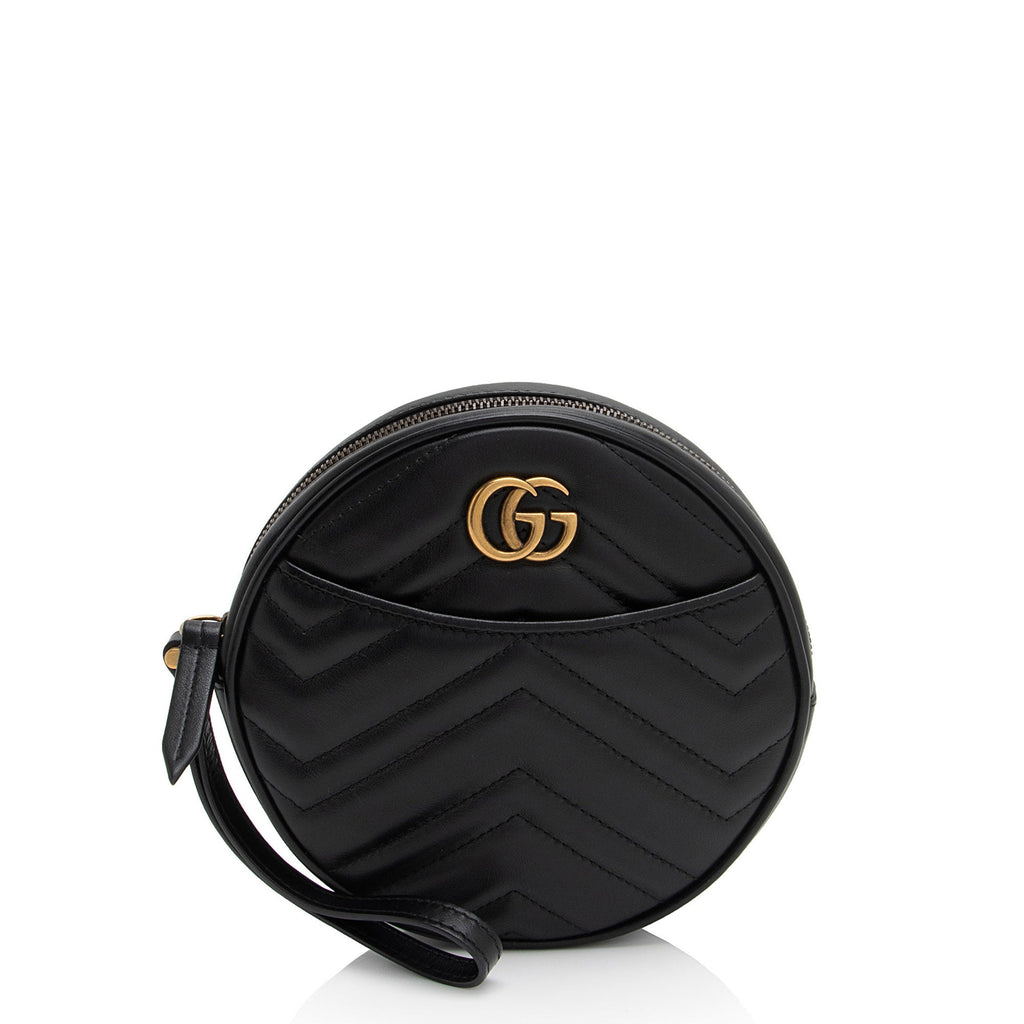 Gucci Matelasse Leather GG Marmont Round Wristlet (SHF-Zt6z5J)