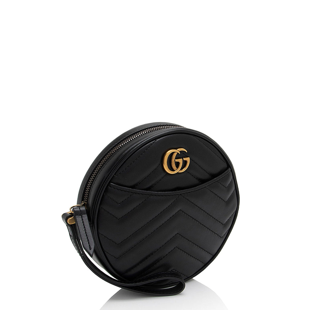 Gucci Matelasse Leather GG Marmont Round Wristlet (SHF-Zt6z5J)