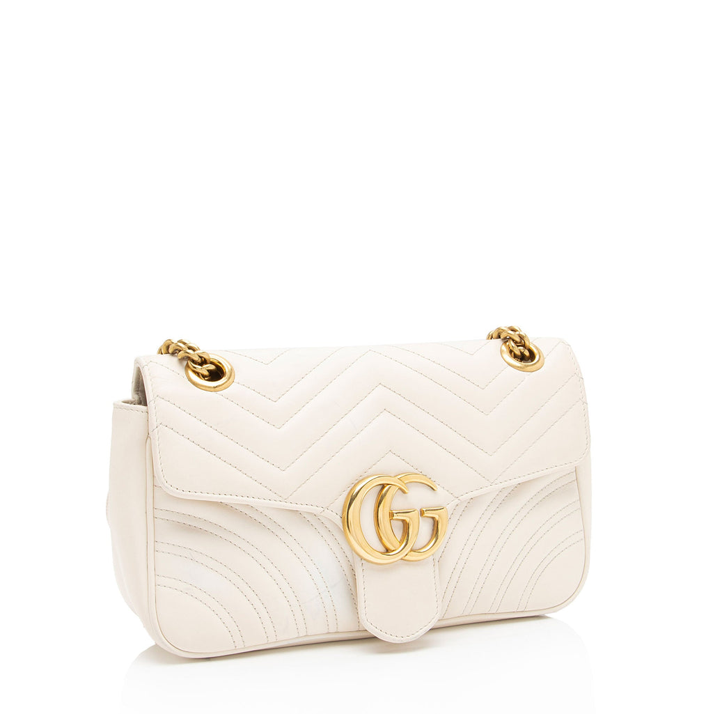 Gucci Matelasse Leather GG Marmont Small Flap Shoulder Bag (SHF-gduwv8)