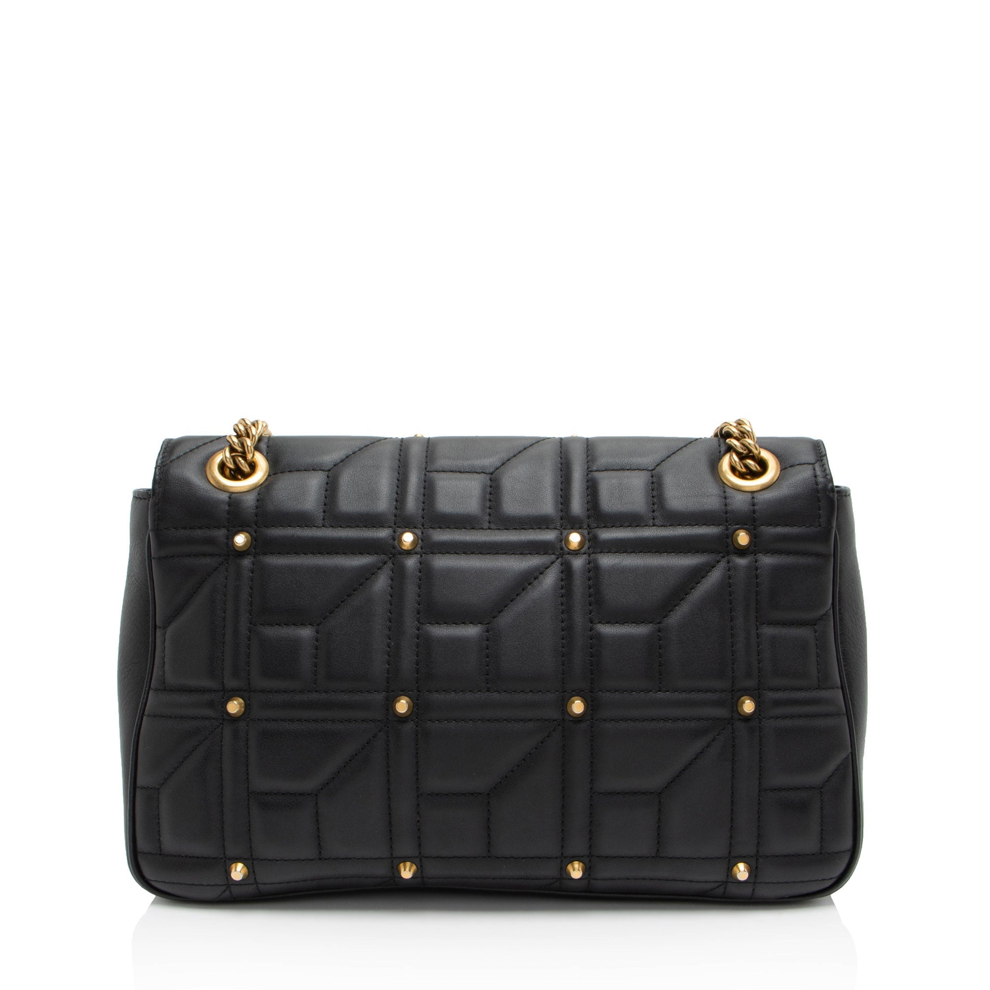 Gucci Matelasse Leather GG Marmont Studded Large Flap Bag