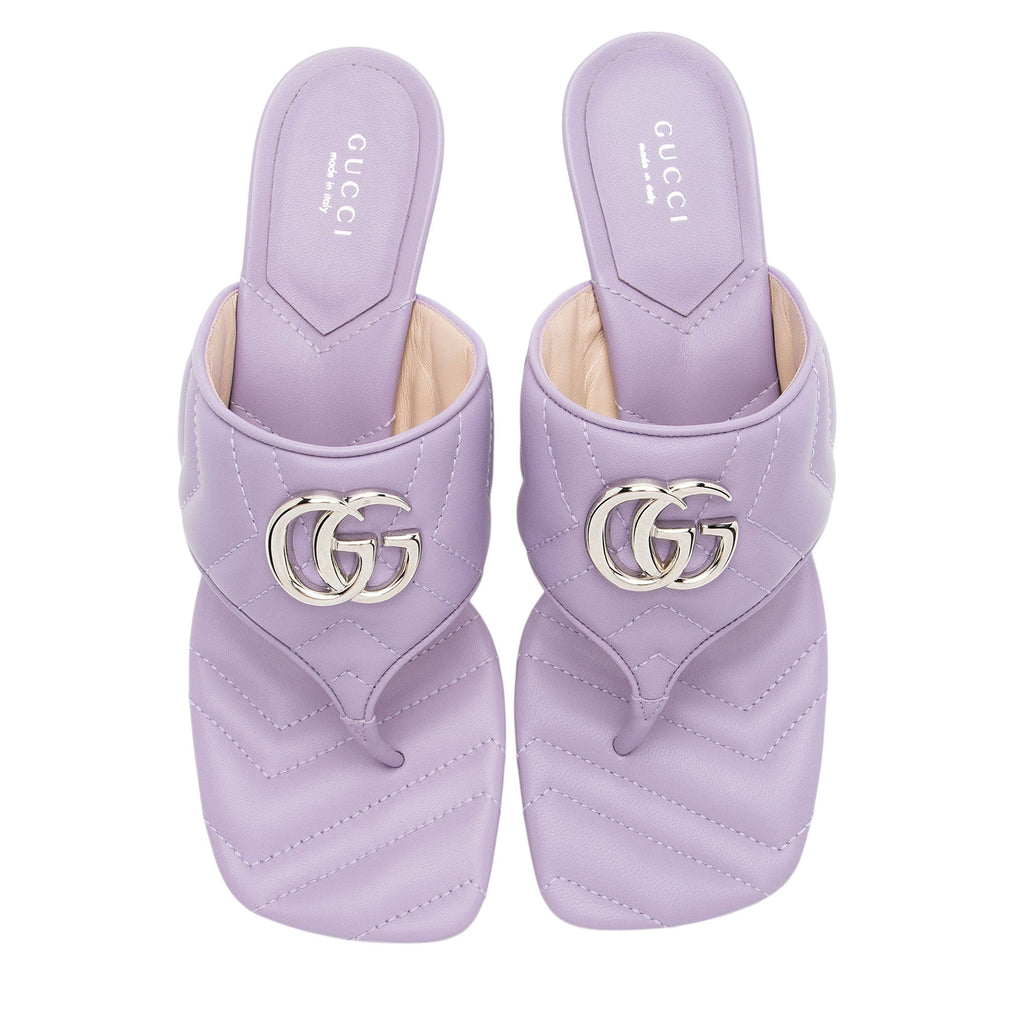 Gucci Matelasse Leather GG Marmont Thong Sandals - Size 9 / 39