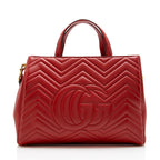 Gucci Matelasse Leather GG Marmont Top Handle Medium Satchel (SHF-15634)