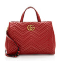 Gucci Matelasse Leather GG Marmont Top Handle Medium Satchel (SHF-18738)