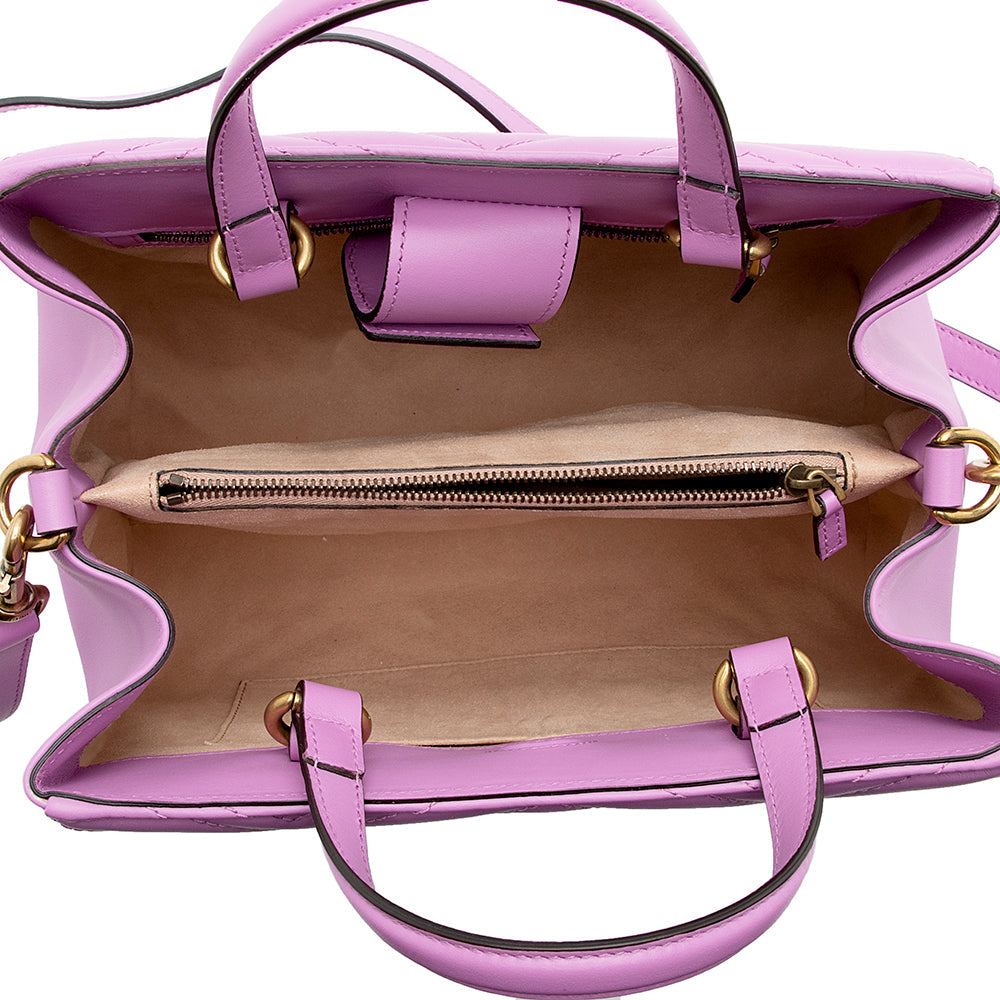 Gucci Matelasse Leather GG Marmont Top Handle Small Satchel (SHF-13171)
