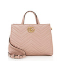 Gucci Matelasse Leather GG Marmont Top Handle Small Satchel (SHF-16120)