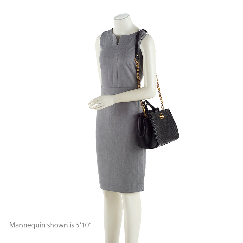 Gucci Matelasse Leather GG Marmont Top Handle Small Satchel (SHF-19560)