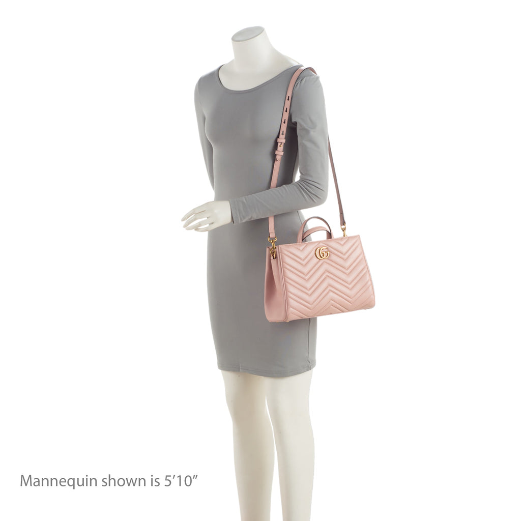 Gucci Matelasse Leather GG Marmont Top Handle Small Satchel (SHF-0hn0Gf)