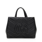 Gucci Matelasse Leather GG Marmont Top Handle Small Satchel (SHF-19560)