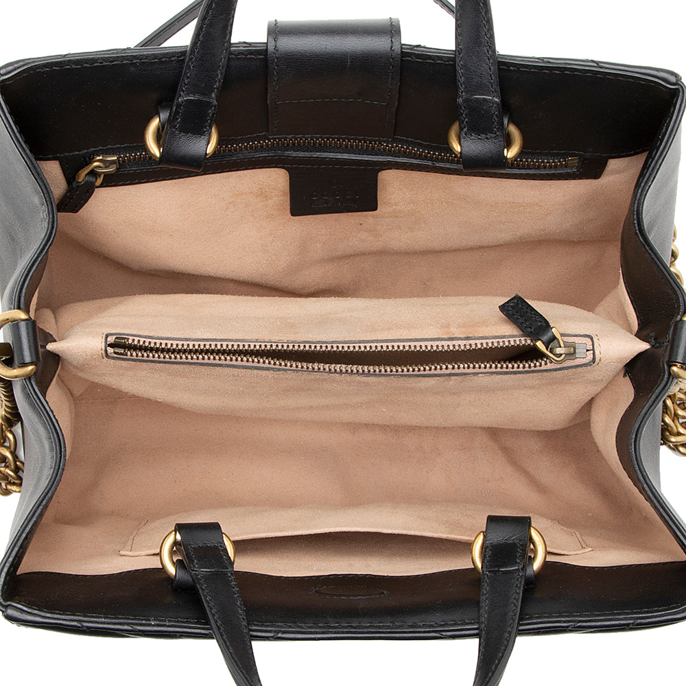 Gucci Matelasse Leather GG Marmont Top Handle Small Satchel (SHF-19560)
