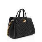 Gucci Matelasse Leather GG Marmont Top Handle Small Satchel (SHF-19560)