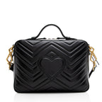 Gucci Matelasse Leather GG Marmont Top Handle Zip Around Small Shoulder Bag (SHF-21375)