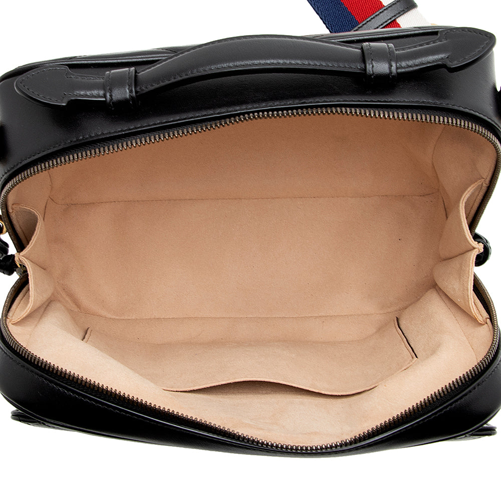 Gucci Matelasse Leather GG Marmont Top Handle Zip Around Small Shoulder Bag (SHF-21375)