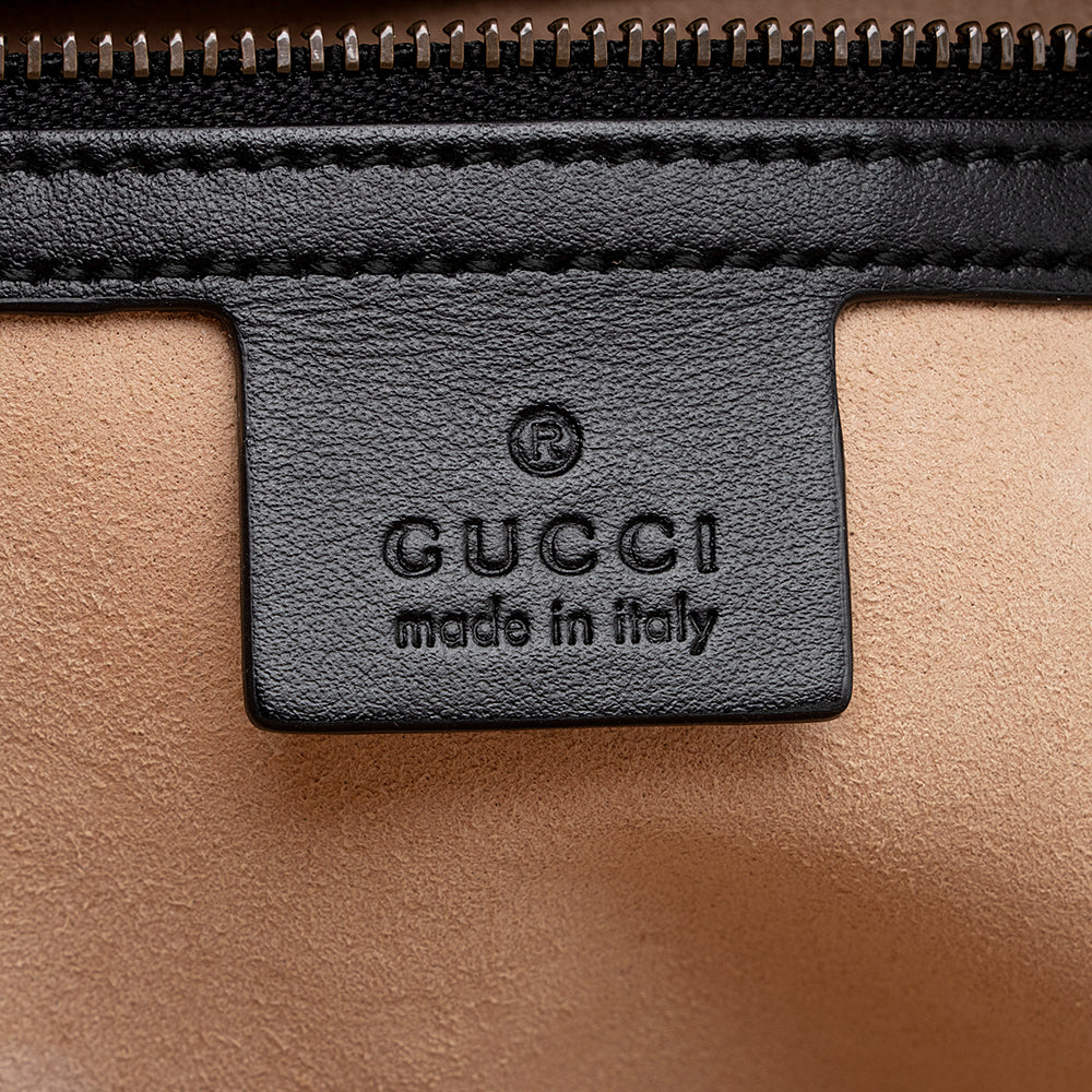 Gucci Matelasse Leather GG Marmont Top Handle Zip Around Small Shoulder Bag (SHF-21375)