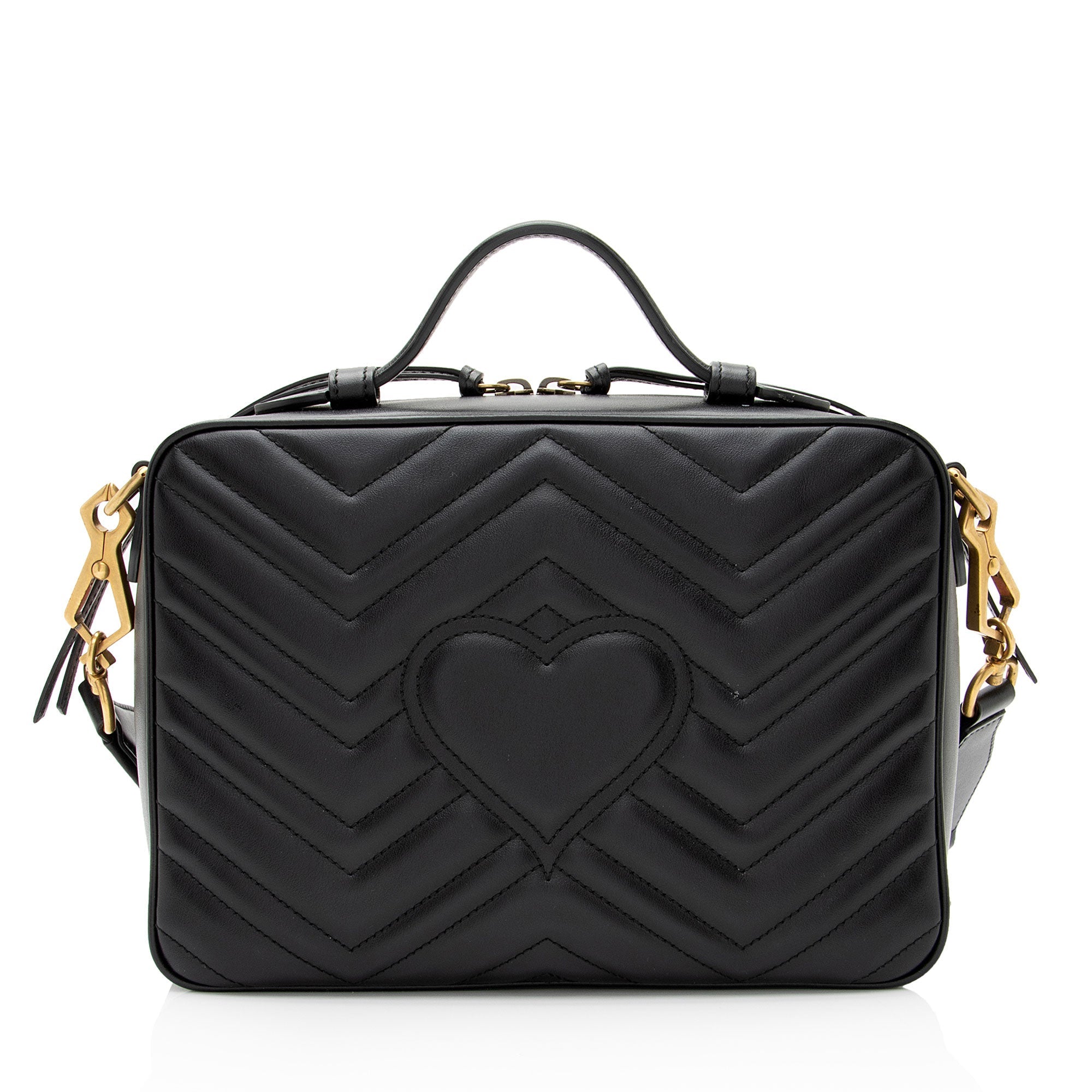 Gucci Matelasse Leather GG Marmont Top Handle Zip Around Small Shoulder Bag (SHF-wK4h1j)
