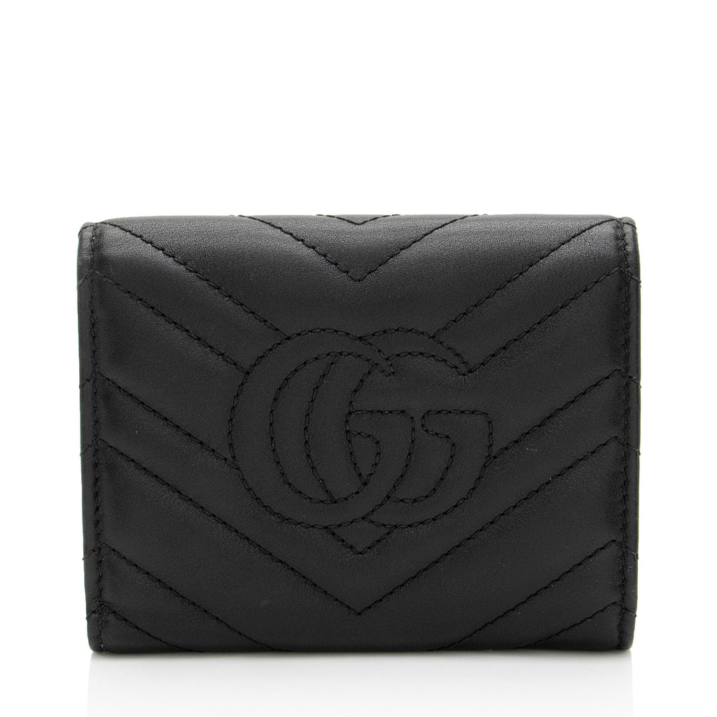 Gucci Matelasse Leather GG Marmont Trifold Wallet