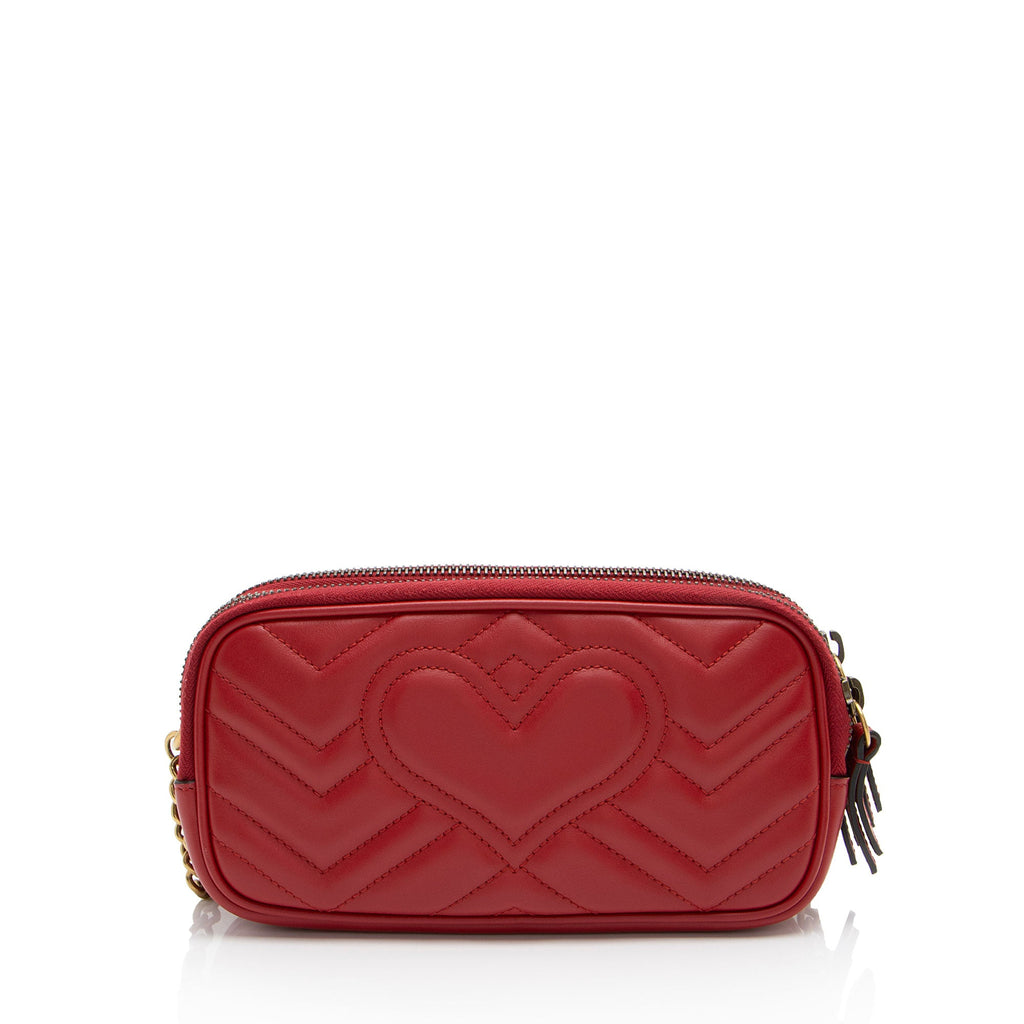 Gucci Matelasse Leather GG Marmont Triple-Zip Mini Bag