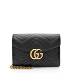 Gucci Matelasse Leather GG Marmont Wallet on Chain