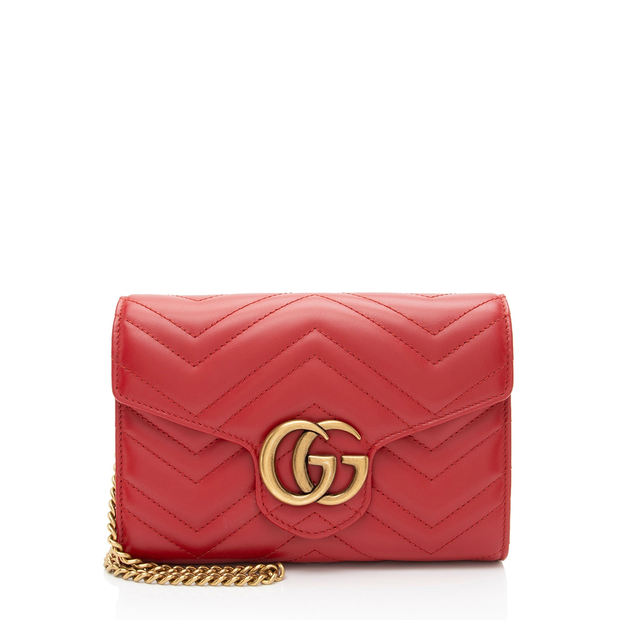 Gucci Matelasse Leather GG Marmont Wallet on Chain