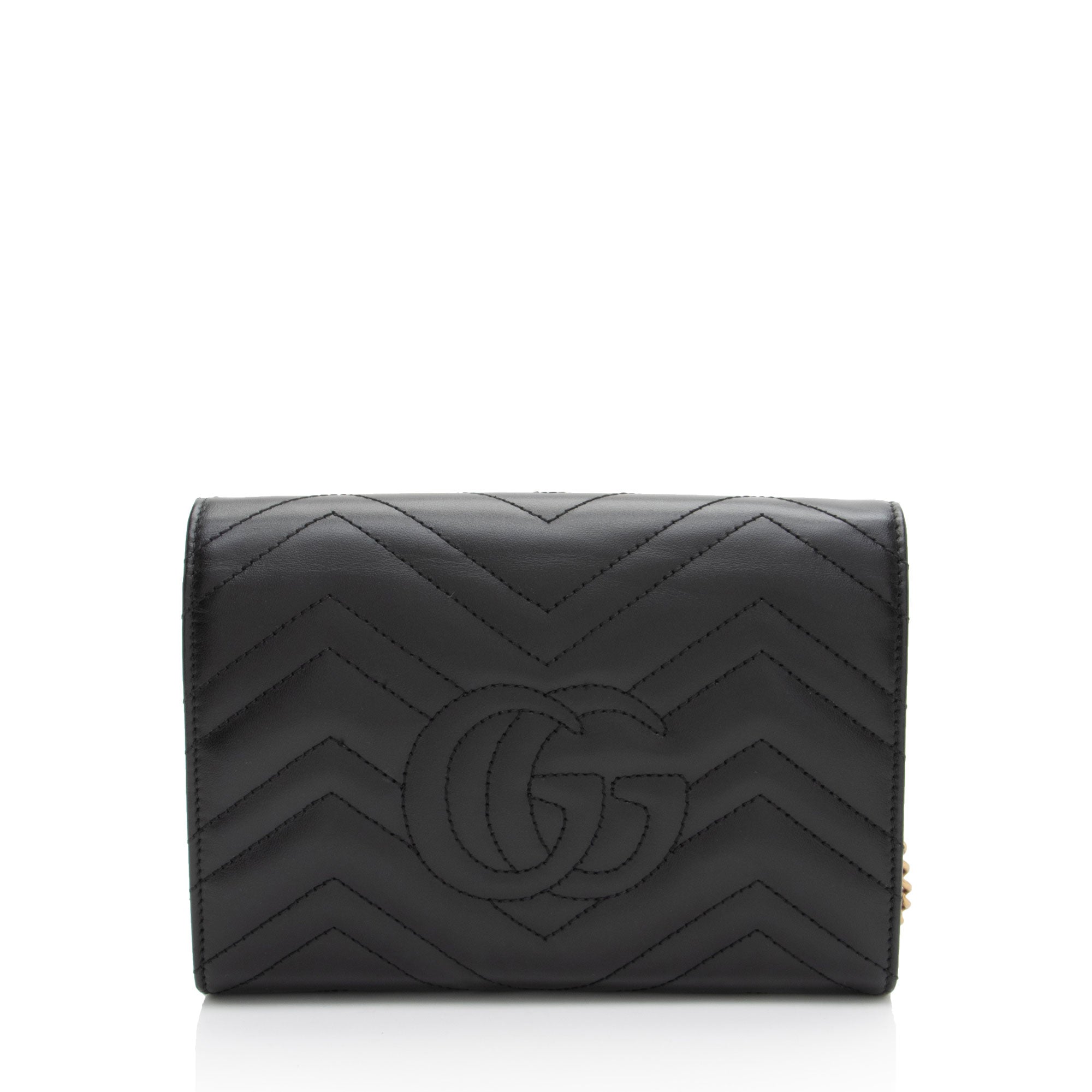 Gucci Matelasse Leather GG Marmont Wallet on Chain