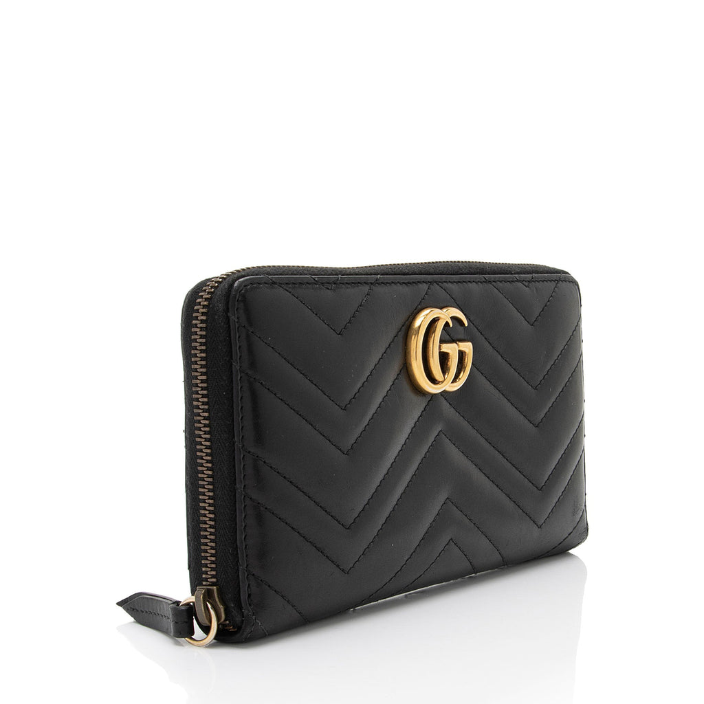 Gucci Matelasse Leather GG Marmont Zip Around Organizer Wallet (SHF-4aR2ie)