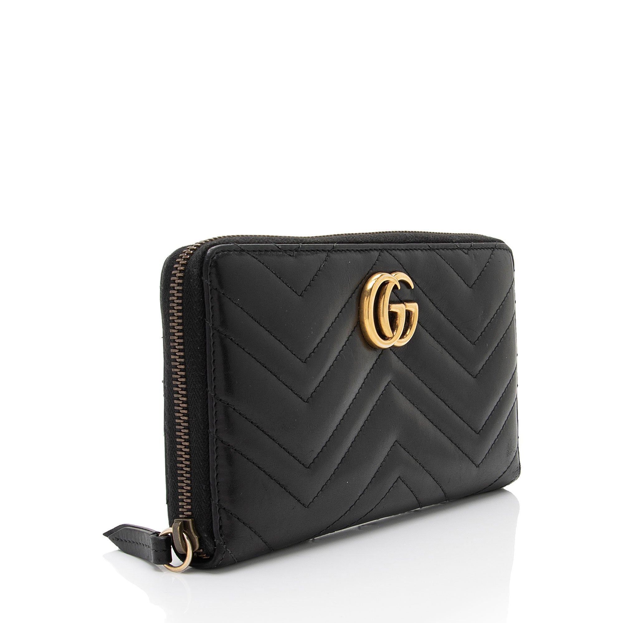 Gucci Matelasse Leather GG Marmont Zip Around Organizer Wallet (SHF-4aR2ie)