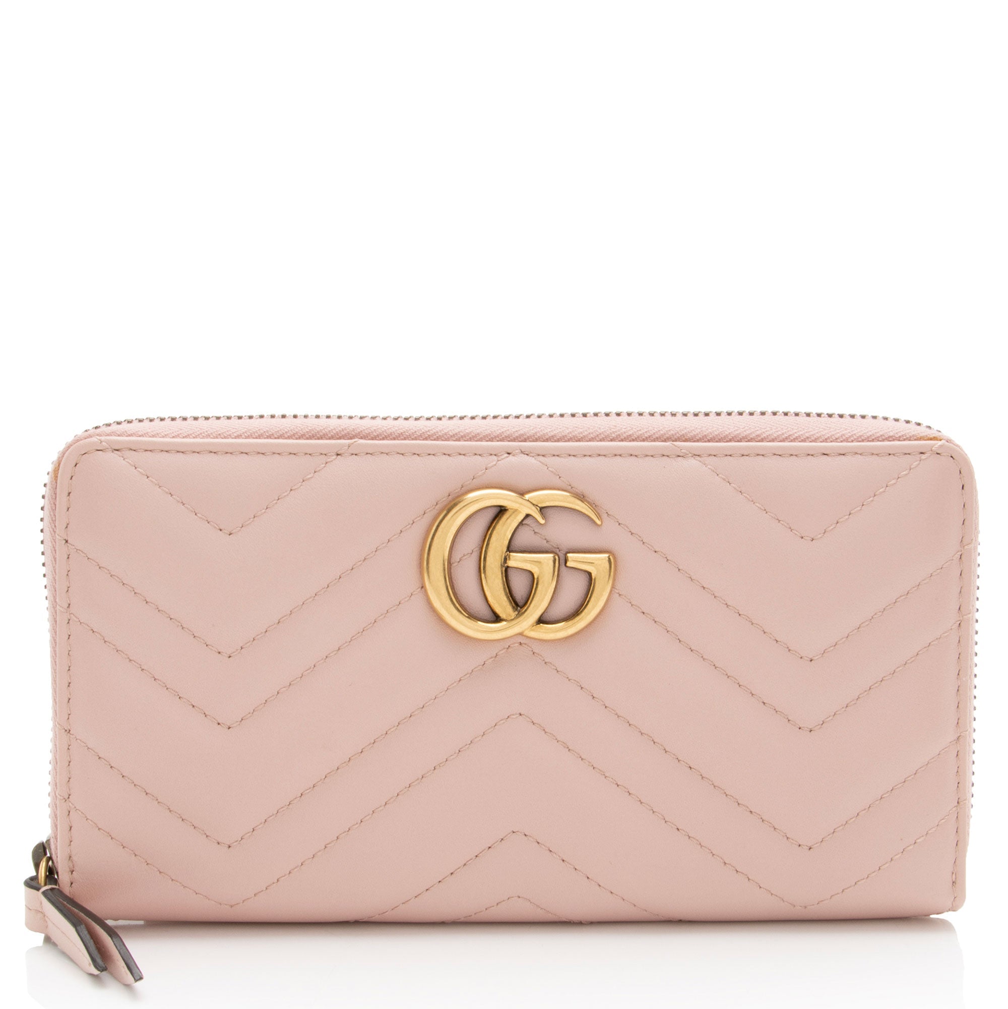 Gucci Matelasse Leather GG Marmont Zip Around Wallet
