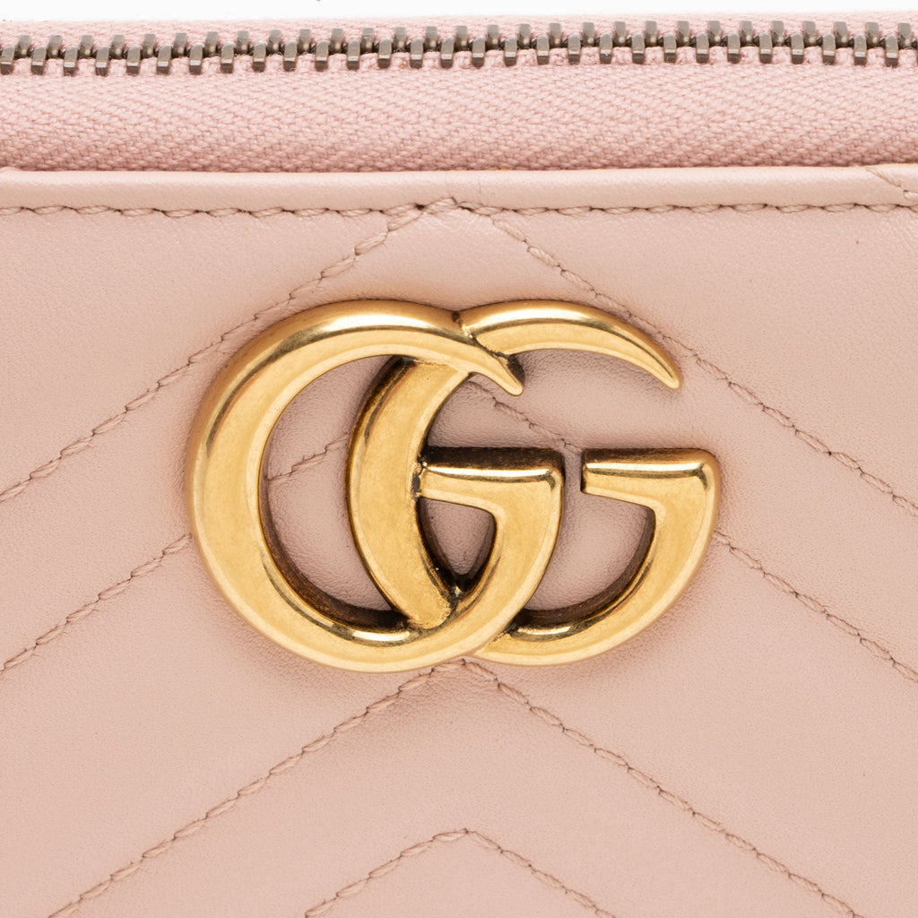 Gucci Matelasse Leather GG Marmont Zip Around Wallet