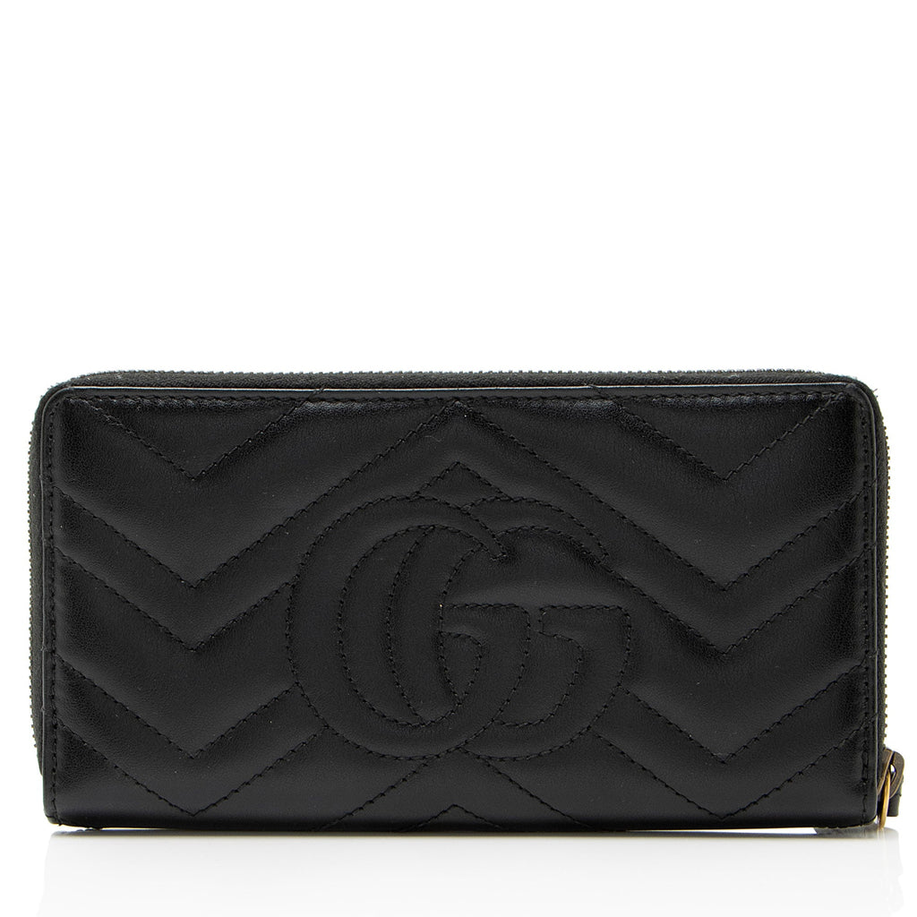 Gucci Matelasse Leather GG Marmont Zip Wallet