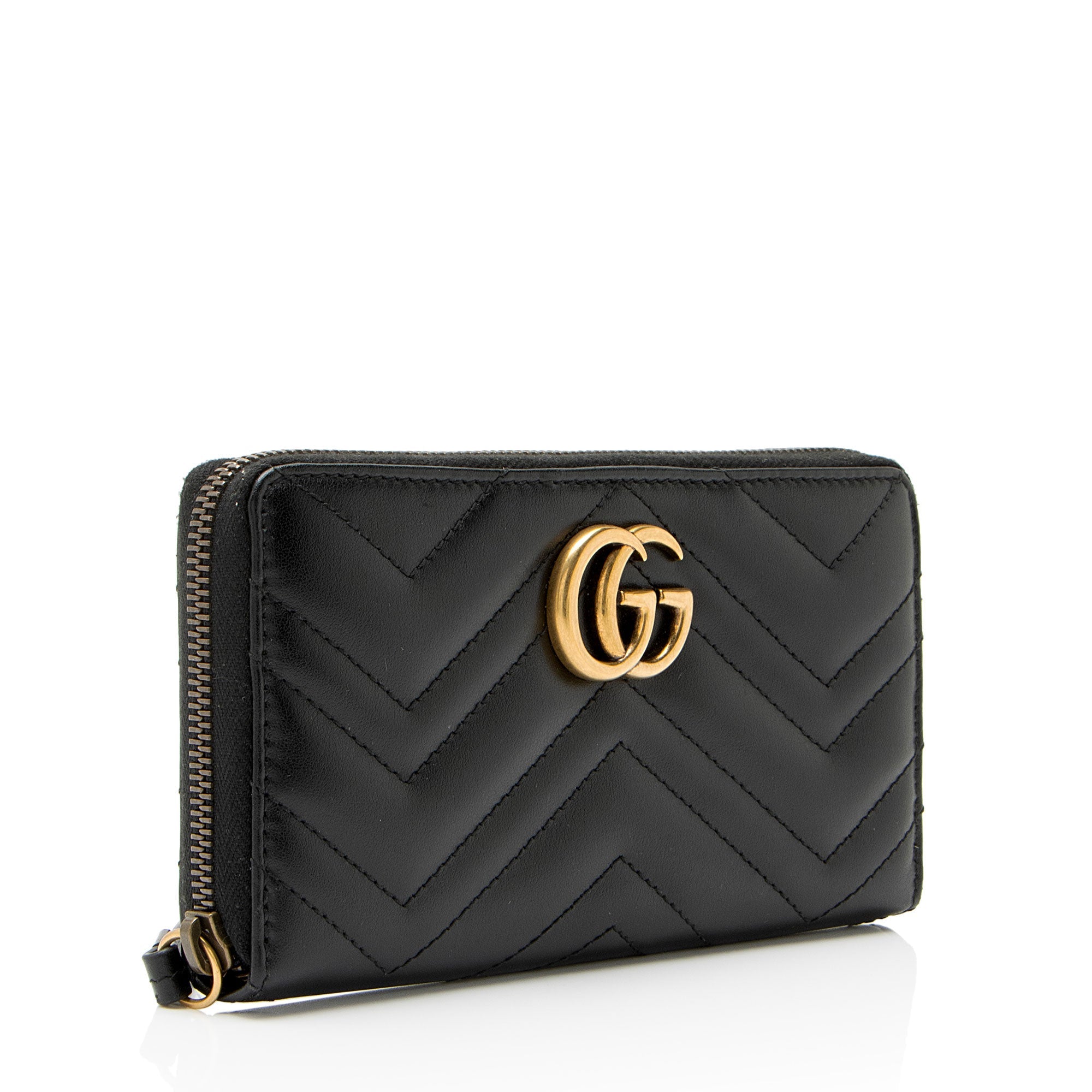 Gucci Matelasse Leather GG Marmont Zip Wallet